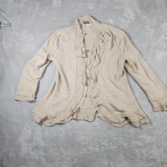 Sigrid Olsen Sweaters - Singrid Olsen Open Cardigan Ruffle Boho Cottagecore Coquette 90s Silk Blend M